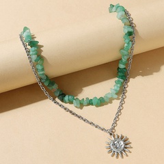 creative sun god emerald green wild natural stone fresh necklace set