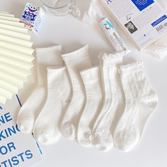 Fashion white lace socks female solid color socks cotton socks