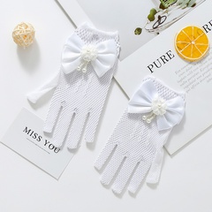 Spring and summer new children white lace bow decoration sunscreen gloves