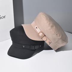 New spring and autumn fashion belt buckle octagonal hat woolen beret flat navy hat