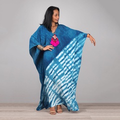 New tie-dye pattern blouse beach gown vacation long skirt
