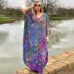 Europäische und amerikanische Multicolor-Ölfarbe-Bademantel-Strandrock im neuen Stil loses Kleid