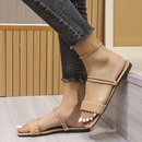 Zapatillas planas de mujer tejidas de cuero de diamantes de imitacin de metal casual de moda de nuevo estilopicture9