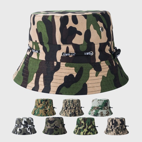 Fashion personality camouflage fisherman hat male flat-top sun protection sunshade hat's discount tags