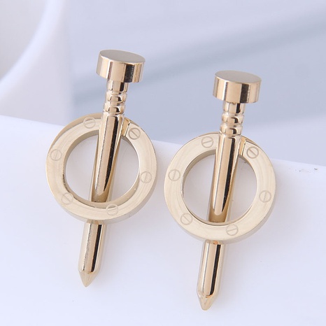 Korean Fashion Rivet Concise Circle Titanium Steel Personality Female Stud Earrings NHSC517998's discount tags