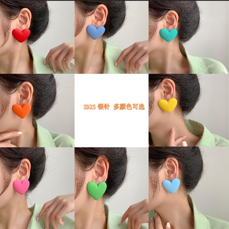 Korean fashion love silver needle multi-color peach heart earrings's discount tags