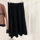 Pull cardigan court deux pices  carreaux tailleur jupe longue plisse en tricot noirpicture9
