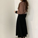 Pull cardigan court deux pices  carreaux tailleur jupe longue plisse en tricot noirpicture11