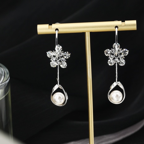 Fashionable French style flower pearl earrings's discount tags