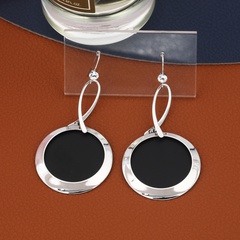 Fashionable big circle pendent contrast color copper earrings