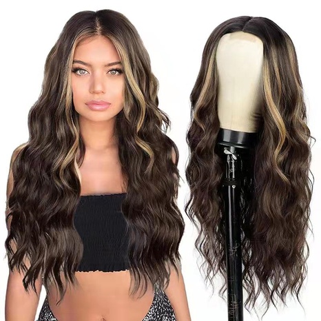brown sweet Ladies Long Curly Hair Headgear wigs's discount tags