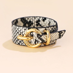 Fashion leather bracelet snake skin leopard print metal bracelet imitation leather adjustable leather bracelet