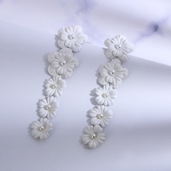 retro paper exaggerated personality fashion baroque round beads multi-layer flower earrings