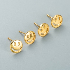 fashion copper gold-plated micro-inlaid zircon smiley face earrings