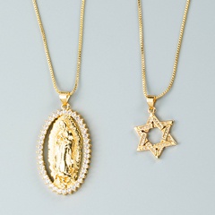personality copper zircon Virgin Mary six-pointed star pendant necklace accessories