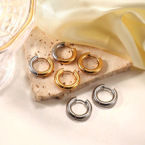 bijoux simples en acier inoxydable plaqué or 18 carats bijoux boucles d'oreilles créoles en or et argent's discount tags