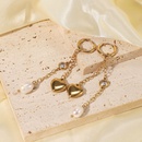European and American stainless steel 14K gold long tassel heart pearl zircon pendant earringspicture9