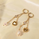 European and American stainless steel 14K gold long tassel heart pearl zircon pendant earringspicture11