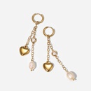 European and American stainless steel 14K gold long tassel heart pearl zircon pendant earringspicture12