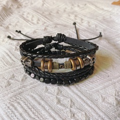 Retro woven three-piece leather bracelet male jewelry skull scalp bracelet