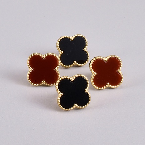 black four-leaf clover titanium steel earrings wholesale's discount tags