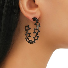 Simple retro creative hollow five-pointed star alloy earrings