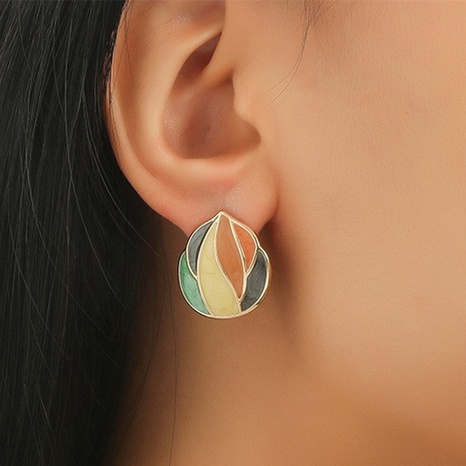 Fashion retro drip oil enamel earrings simple creative geometric alloy earrings's discount tags