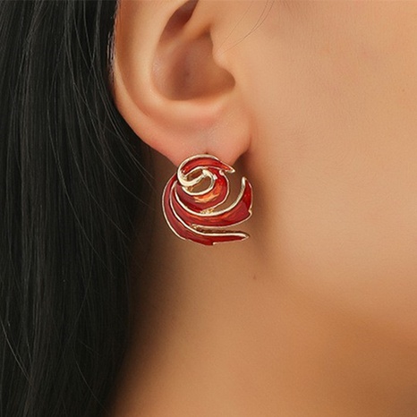 Korean dripping oil earrings Fashion spiral flame-shaped earrings's discount tags