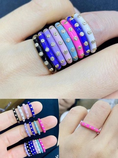 color ring fashion micro-inlaid zircon drop oil rings