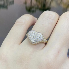 micro-inlaid zircon ring love heart-shaped full diamond couple ring South Korea simple open ring