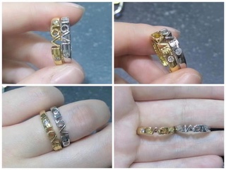 Korean version of LOVE letter open ring fashion simple zircon couple ring