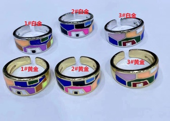candy color retro ring personality fashion color dripping oil ring couples opening adjustment ring