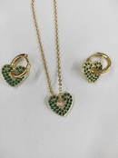 Boucles d39oreilles en forme de coeur ensemble de colliers plaqu cuivre or 18 carats amour vert boucles d39oreilles zirconium temprament chane de la claviculepicture7