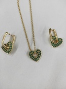 Boucles d39oreilles en forme de coeur ensemble de colliers plaqu cuivre or 18 carats amour vert boucles d39oreilles zirconium temprament chane de la claviculepicture9