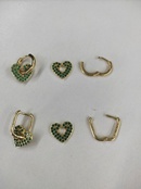Boucles d39oreilles en forme de coeur ensemble de colliers plaqu cuivre or 18 carats amour vert boucles d39oreilles zirconium temprament chane de la claviculepicture10