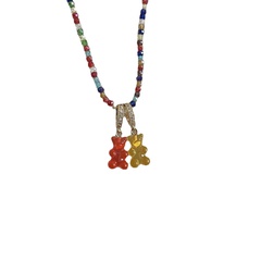 Collier de perles colorées chaîne gommeuse pendentif ours en gelée de bonbons mignon