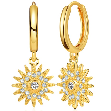 copper gold plated creative zircon sun earrings  NHBD518406's discount tags