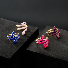 European and American new copper-plated gold dripping oil snake shape adjusted rings