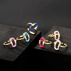 personalized drop oil copper jewelry European and American hot sale paperclip shape golden open ring