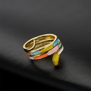 European and American hot sale fashion color dripping oil ring copper plated gold open design ringpicture9