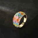 European and American hot sale fashion color dripping oil ring copper plated gold open design ringpicture10