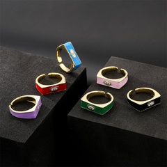 copper micro-inlaid zircon jewelry hot sale in Europe and America dripping oil eye open rings