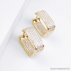 Autumn and winter new trend personality full diamond square copper earrings