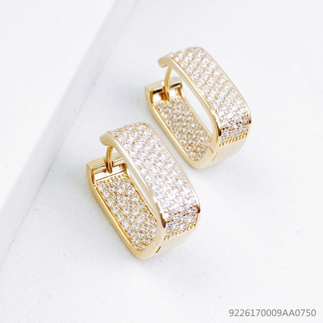 Boucles d'oreilles carrées en cuivre et diamants, nouvelle personnalité tendance d'automne et d'hiver's discount tags