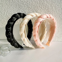 autumn and winter solid color braid bright silk fabric hair band