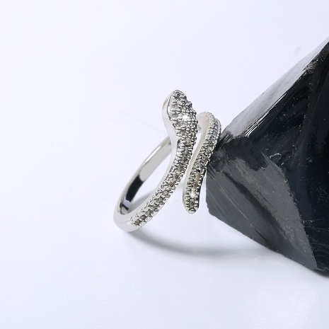 Opening adjustable micro-inlaid zircon snake-shaped ring's discount tags