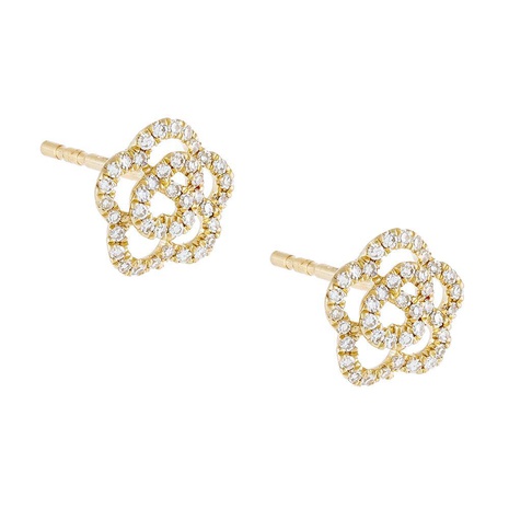 Boucles d'oreilles à la mode en forme de fleur de rose Boucles d'oreilles en or véritable plaqué cuivre's discount tags