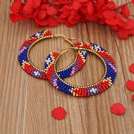 Bohemia new round miyuki rice beads hand-woven earrings's discount tags