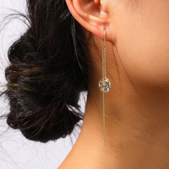 European and American long tassel rose flower zircon crystal earrings