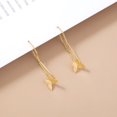 retro tassel butterfly ear line long temperament copper earrings